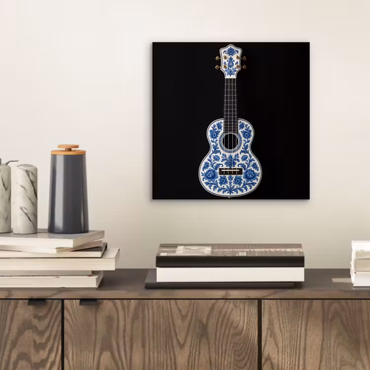 Ukelele - Delfts - Blauw - Muziek aluminium wit klein -sfeer1