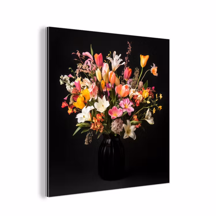 Vaas - Bloemen - Tulpen aluminium wit klein -3d