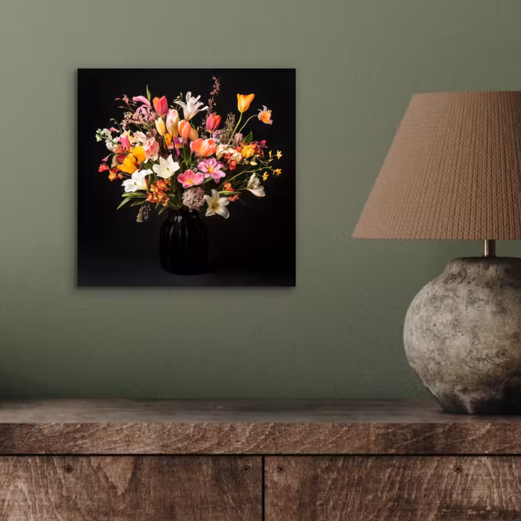 Vaas - Bloemen - Tulpen aluminium wit klein -sfeer2