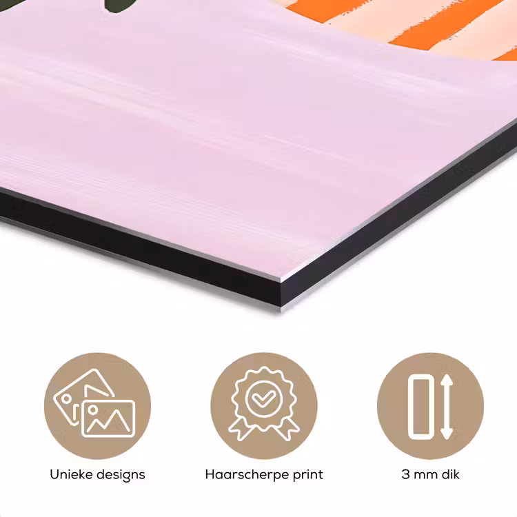 Vaas - Gestreept - Bloemen - Oranje aluminium wit klein -closeup_NL