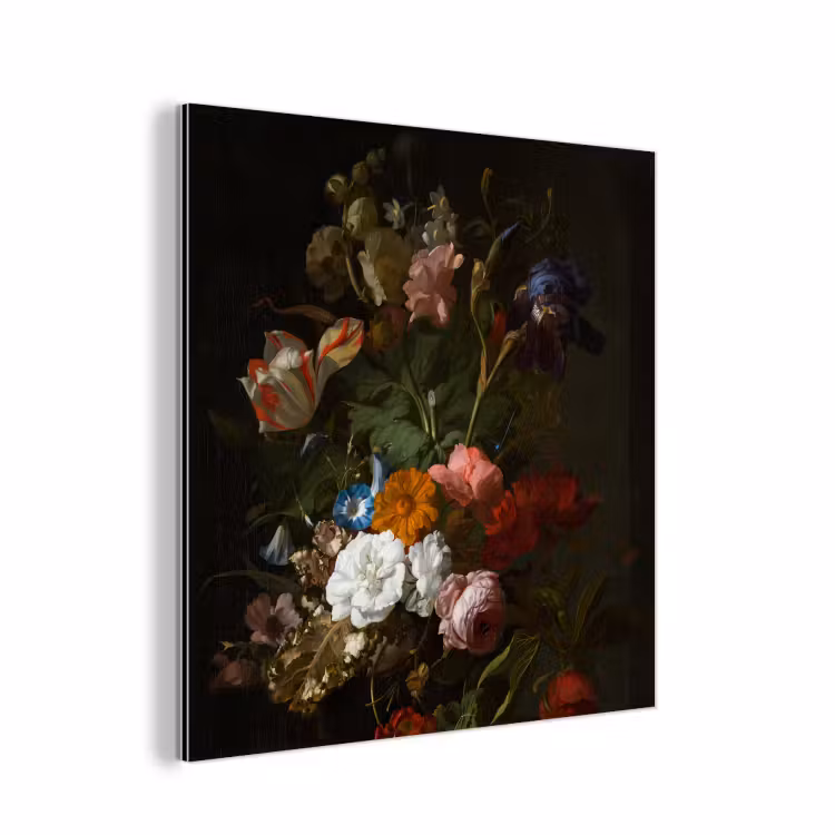 Vaas met bloemen - Schilderij van Rachel Ruysch aluminium wit klein -3d