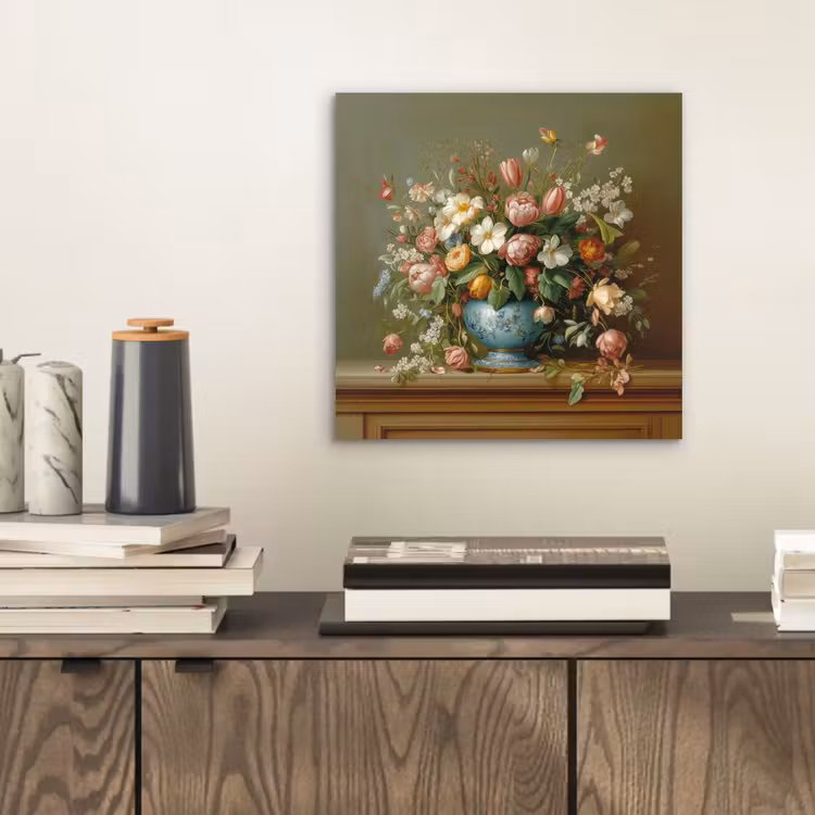 Vaas - Pastel - Kleuren - Bloemen aluminium wit klein -sfeer1