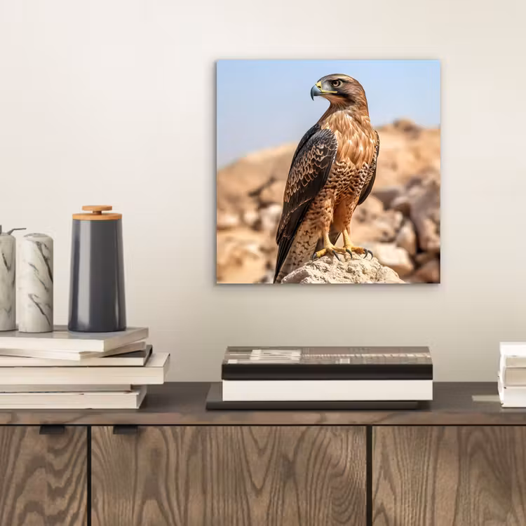 Valk - Vogel - Rots - Macht aluminium wit klein -sfeer1
