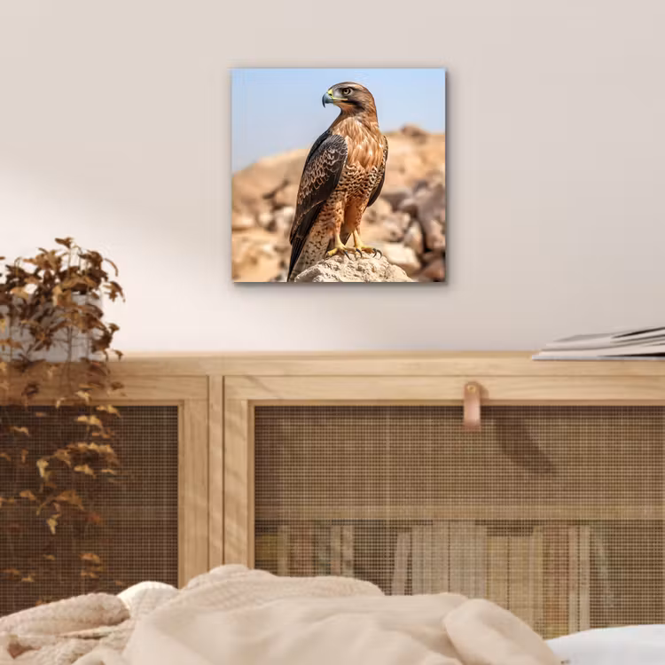 Valk - Vogel - Rots - Macht aluminium wit klein -sfeer3