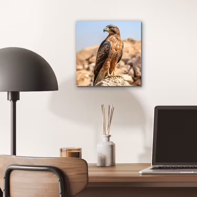 Valk - Vogel - Rots - Macht aluminium wit klein -sfeer5