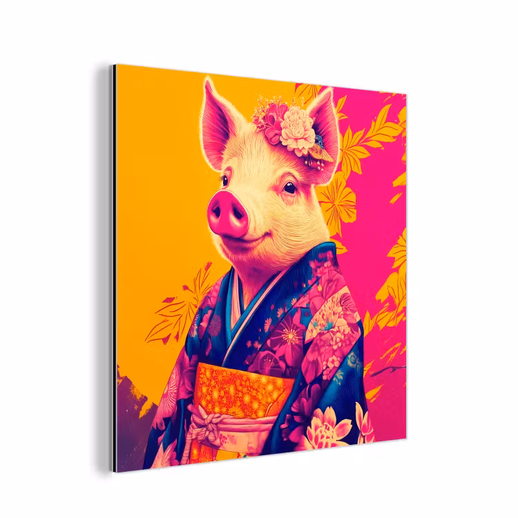 Varken - Bloemkroon - Kimono - Abstract aluminium wit klein -3d