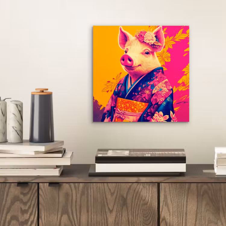 Varken - Bloemkroon - Kimono - Abstract aluminium wit klein -sfeer1