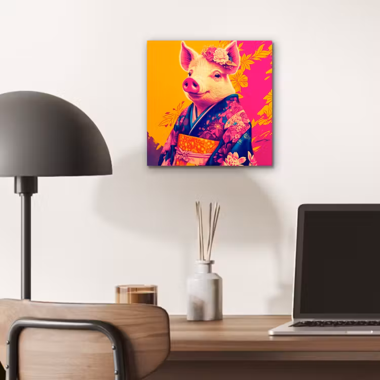 Varken - Bloemkroon - Kimono - Abstract aluminium wit klein -sfeer5