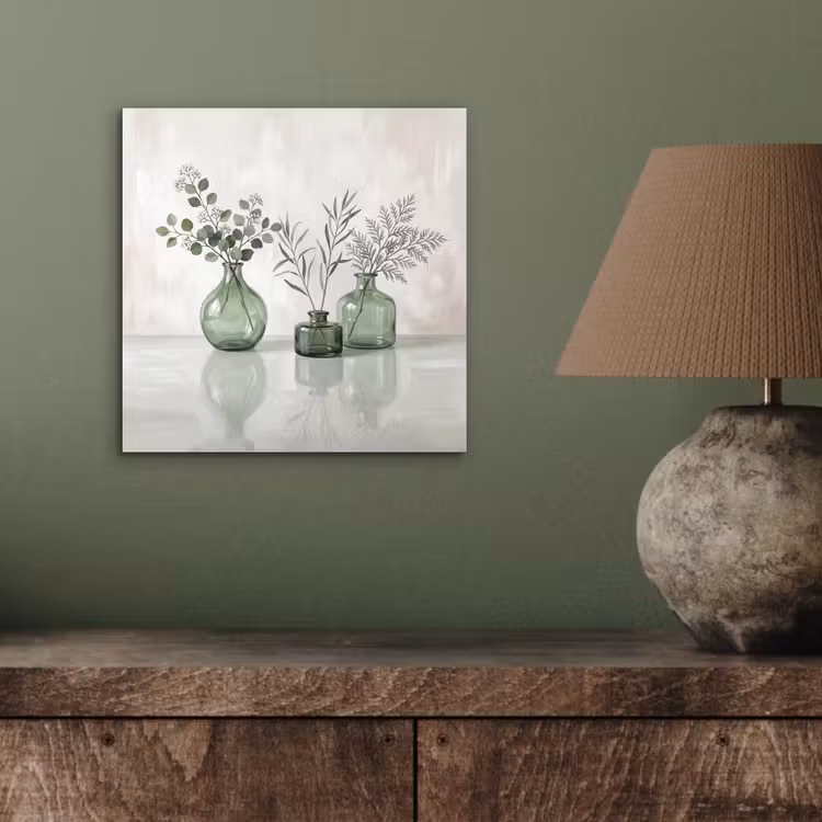 Vazen - Bladeren - Groen aluminium wit klein -sfeer2