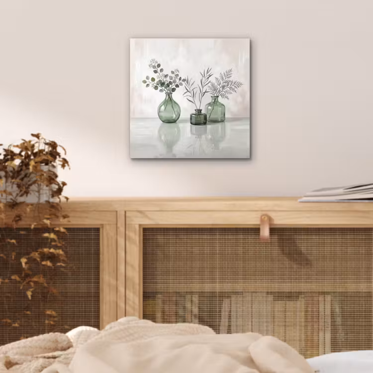 Vazen - Bladeren - Groen aluminium wit klein -sfeer3