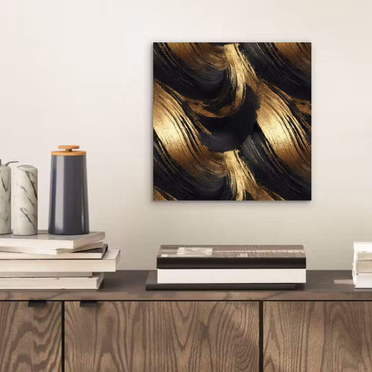 Verfstreken - Abstract - Goud - Zwart aluminium wit klein 46 -sfeer1