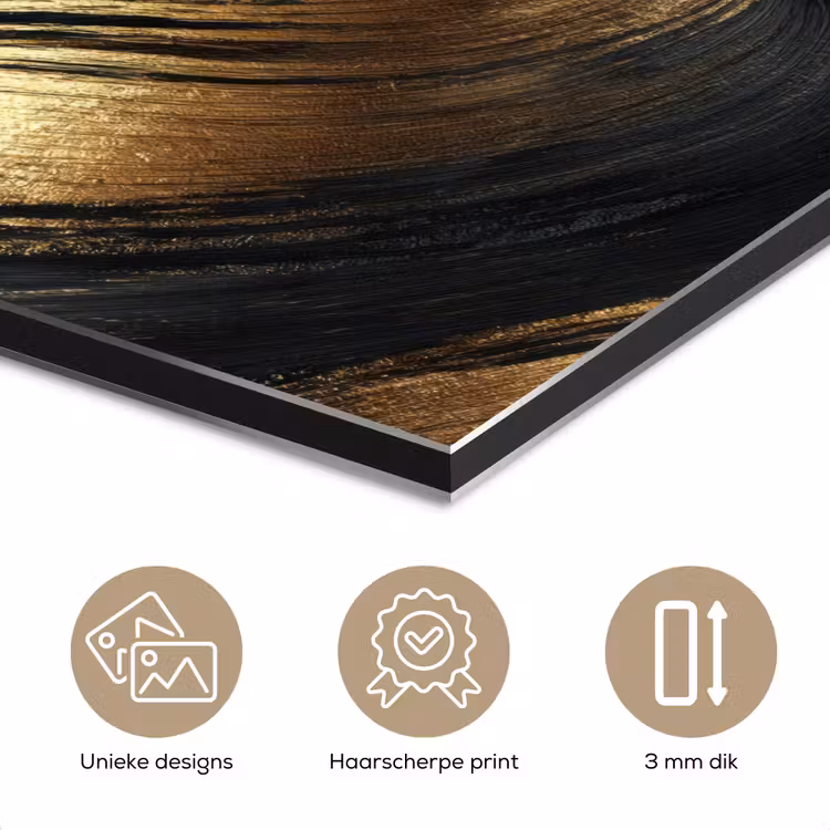 Verfstreken - Abstract - Goud - Zwart aluminium wit klein 46 -closeup_NL