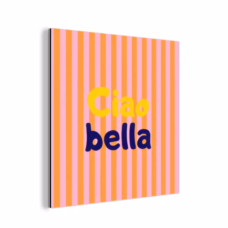 Verticaal - Strepen - Oranje - Ciao bella aluminium wit klein -3d