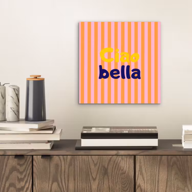 Verticaal - Strepen - Oranje - Ciao bella aluminium wit klein -sfeer1
