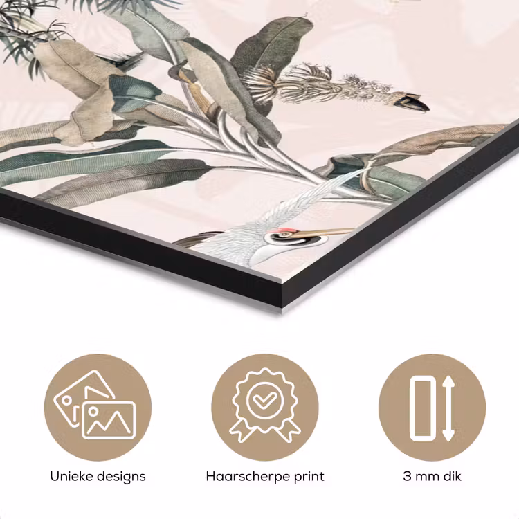 Inductie afdekplaat - Vintage - Jungle - Dieren - Natuur - Inductie beschermer aluminium wit klein -closeup_NL