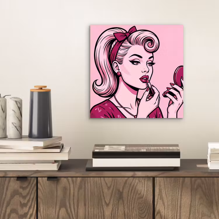 Vintage - Vrouw - Roze aluminium wit klein -sfeer1