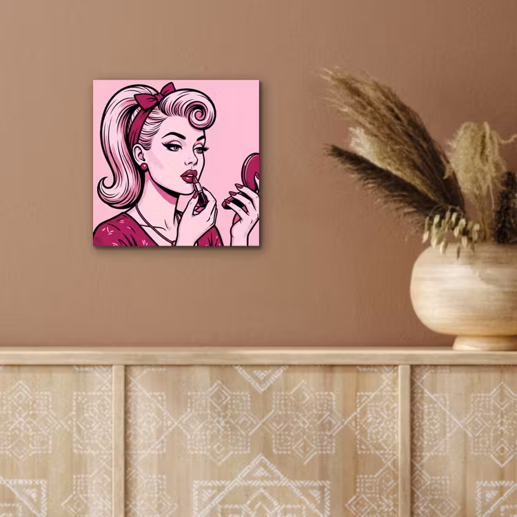 Vintage - Vrouw - Roze aluminium wit klein -sfeer4
