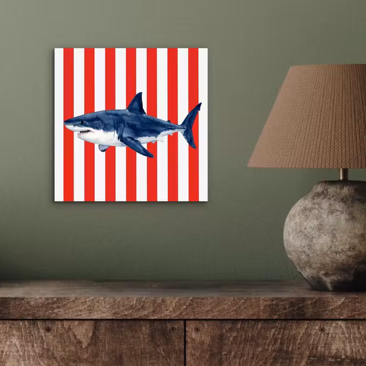 Vis - Haai - Zee - Illustratie - Blauw aluminium wit klein -sfeer2
