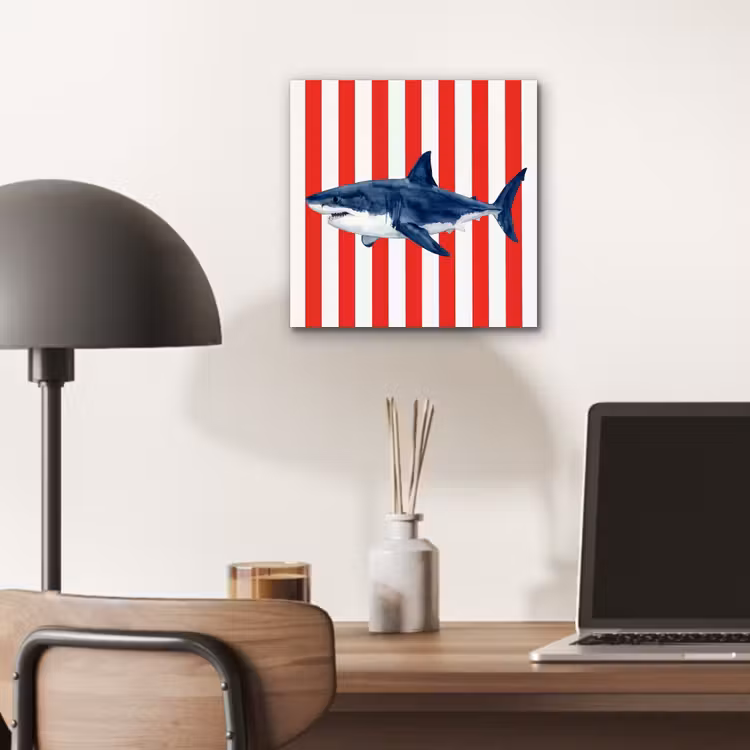 Vis - Haai - Zee - Illustratie - Blauw aluminium wit klein -sfeer5