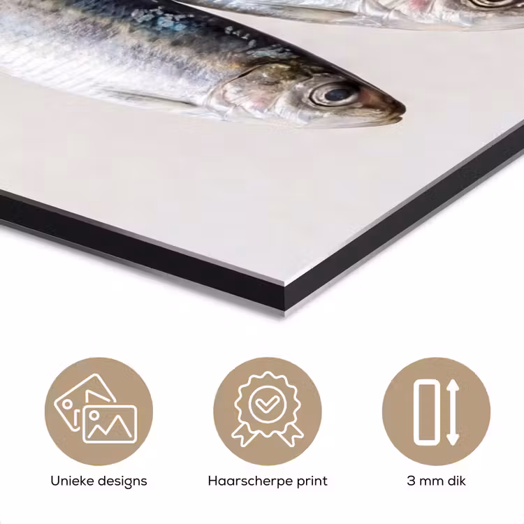 Aluminium schilderij - Vis - Hangend - Eten - Vis - Hangend - Eten aluminium wit klein