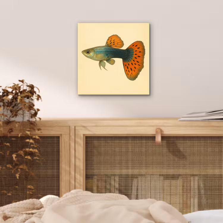 Vis - illustratie - Stippen - Oranje aluminium wit klein -sfeer3