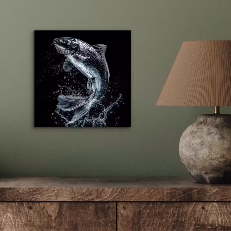 Vis - Koi - Zwart - Water aluminium wit klein -sfeer2
