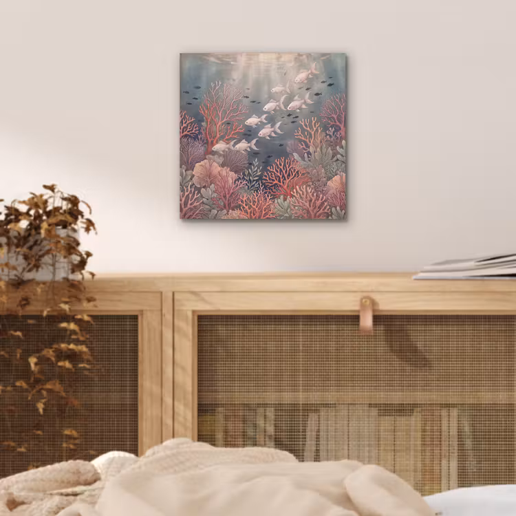 Vis - Koraal - Onderwater - Illustratie - Vintage aluminium wit klein -sfeer3