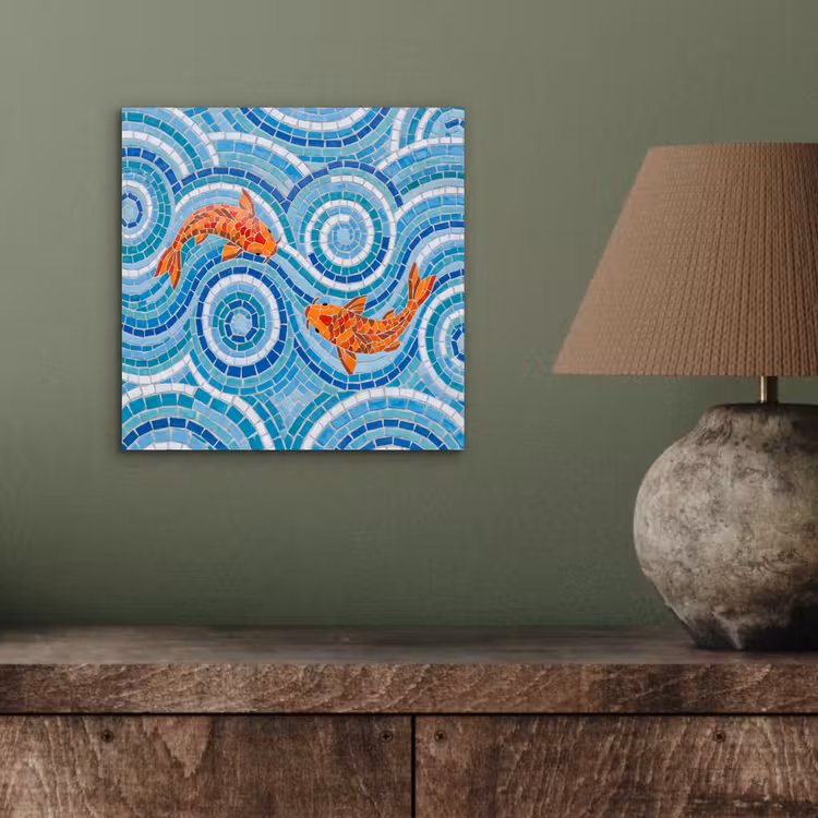 Vis - Mozaïek - Water - Decoratief - Blauw aluminium wit klein -sfeer2