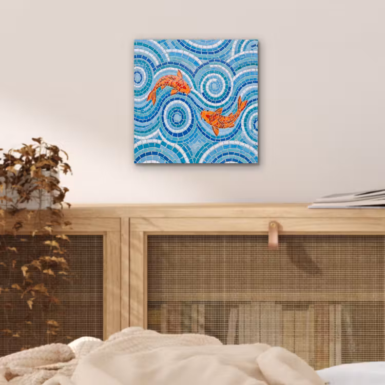 Vis - Mozaïek - Water - Decoratief - Blauw aluminium wit klein -sfeer3