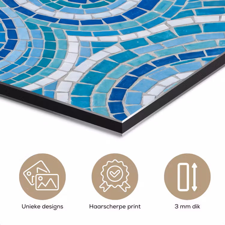 Vis - Mozaïek - Water - Decoratief - Blauw aluminium wit klein -closeup_NL