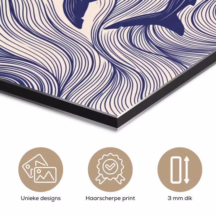 Vis - Oceaan - Lijntekening - Blauw - Dieren aluminium wit klein -closeup_NL