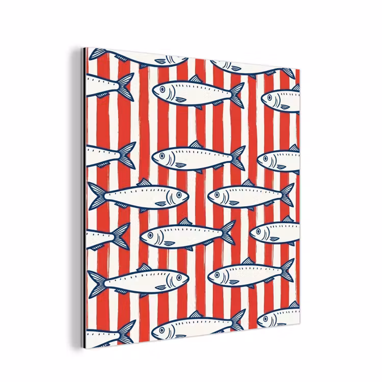 Vis - Patroon - Strepen - Illustratie - Rood aluminium wit klein -3d