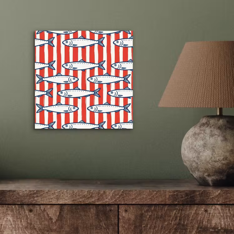 Vis - Patroon - Strepen - Illustratie - Rood aluminium wit klein -sfeer2