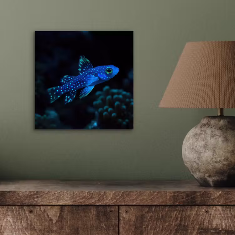 Vis - Stippen - Koraal - Blauw aluminium wit klein -sfeer2