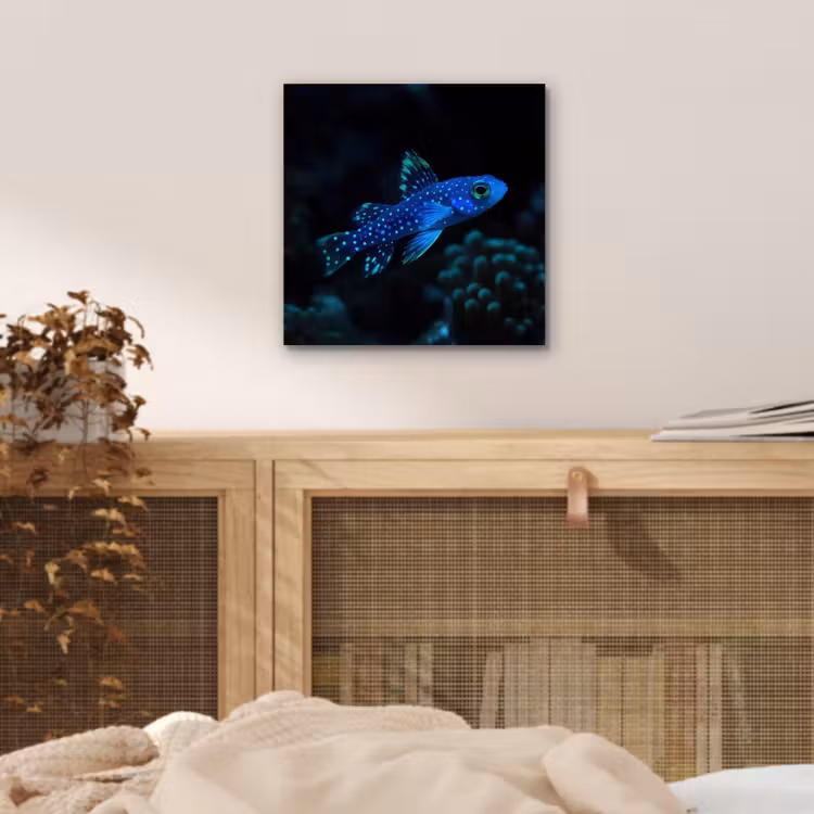 Vis - Stippen - Koraal - Blauw aluminium wit klein -sfeer3