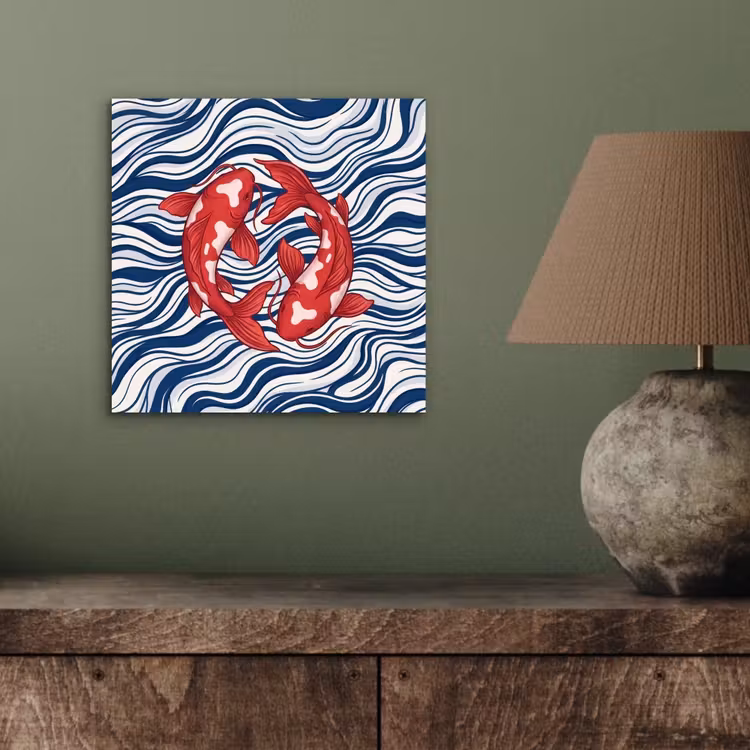 Vis - Water - Natuur - Illustratie - Rood aluminium wit klein -sfeer2