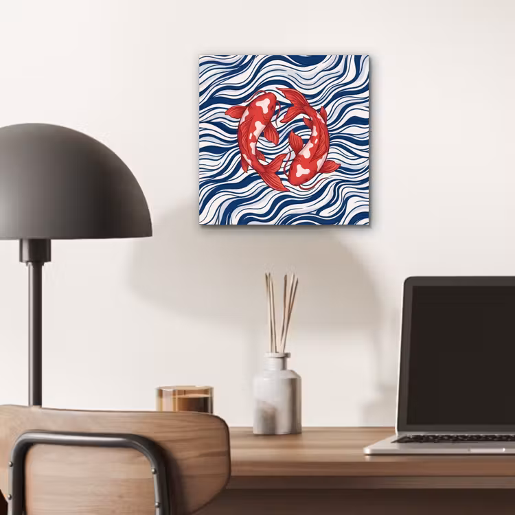 Vis - Water - Natuur - Illustratie - Rood aluminium wit klein -sfeer5