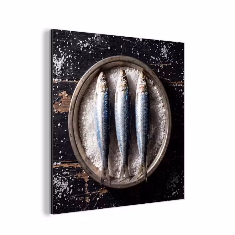 Aluminium schilderij - Vis - Zout - Eten - Vis - Zout - Eten aluminium wit klein