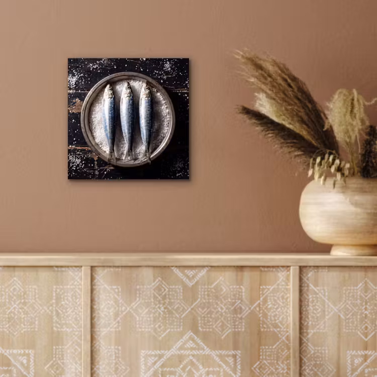 Aluminium schilderij - Vis - Zout - Eten - Vis - Zout - Eten aluminium wit klein