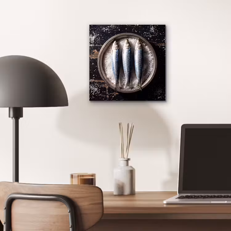 Aluminium schilderij - Vis - Zout - Eten - Vis - Zout - Eten aluminium wit klein