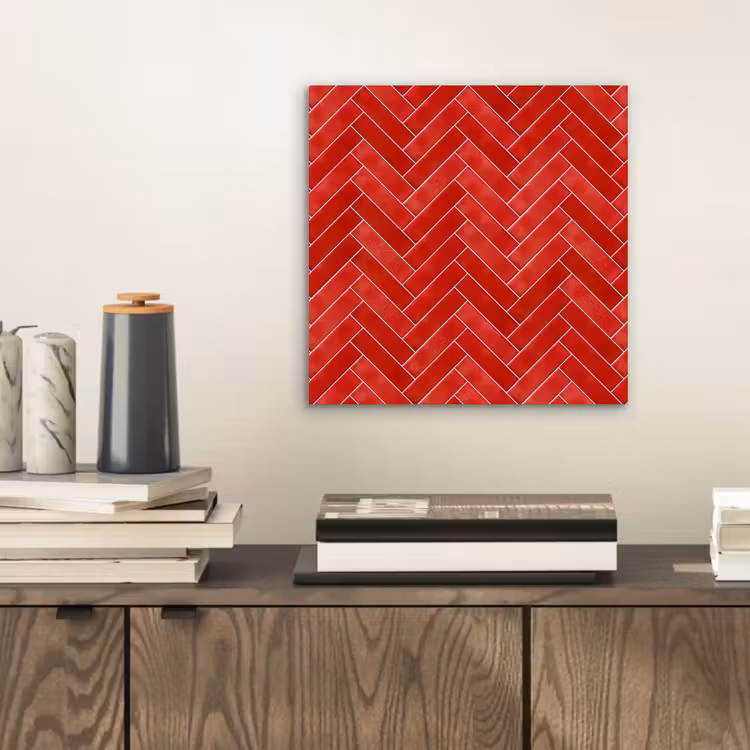 Visgraat - Tegel - Rood aluminium wit klein 46 -sfeer1