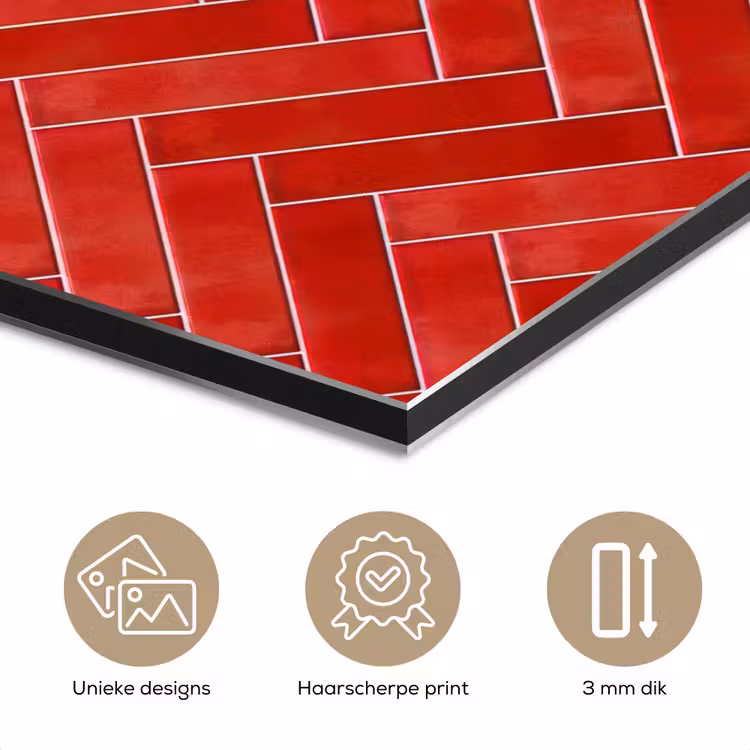 Visgraat - Tegel - Rood aluminium wit klein 46 -closeup_NL
