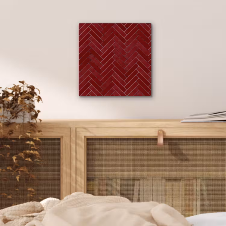 Visgraat - Wandtegel - Bordeaux - Rood aluminium wit klein 46 -sfeer3