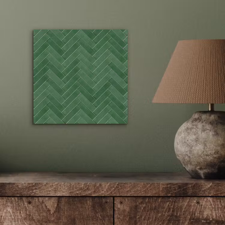 Visgraat - Wandtegel - Bosgroen aluminium wit klein 46 -sfeer2