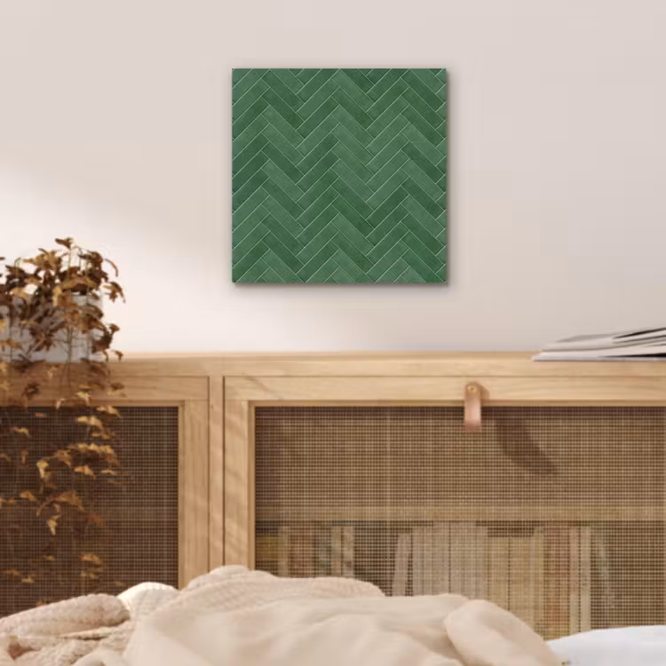 Visgraat - Wandtegel - Bosgroen aluminium wit klein 46 -sfeer3