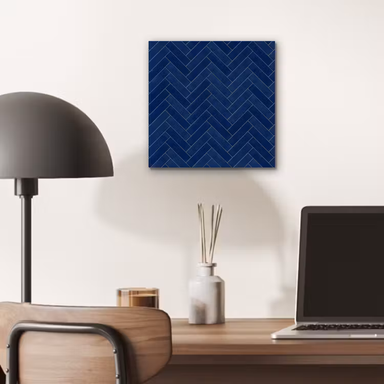 Visgraat - Wandtegel - Donkerblauw - Navy Blue aluminium wit klein 46 -sfeer5