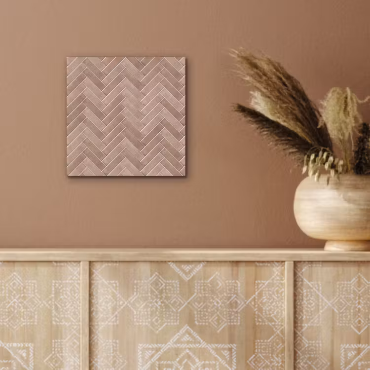 Visgraat - Wandtegel - Oudroze - Terracotta aluminium wit klein 46 -sfeer4