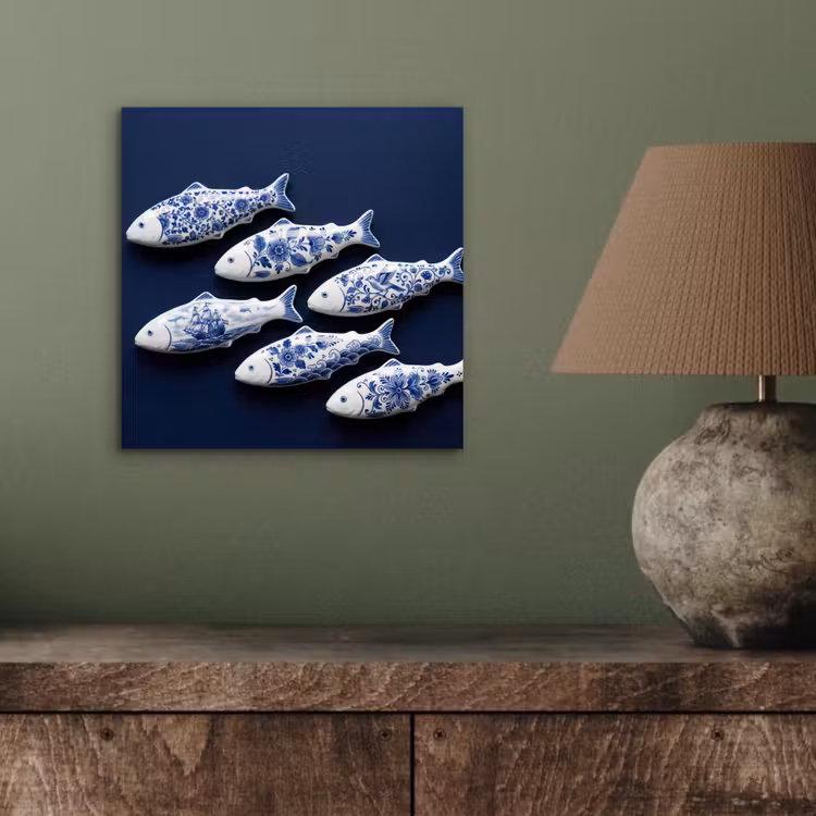 Vissen - Delfts - Blauw - Keramiek aluminium wit klein -sfeer2