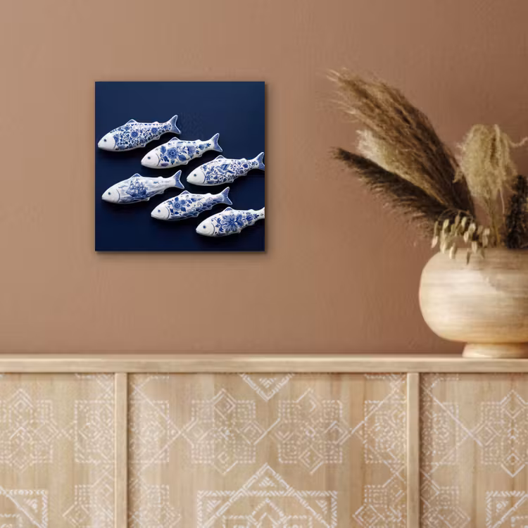 Vissen - Delfts - Blauw - Keramiek aluminium wit klein -sfeer4
