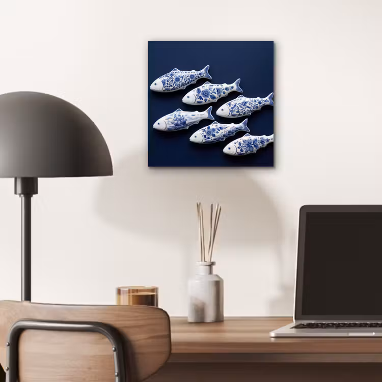 Vissen - Delfts - Blauw - Keramiek aluminium wit klein -sfeer5